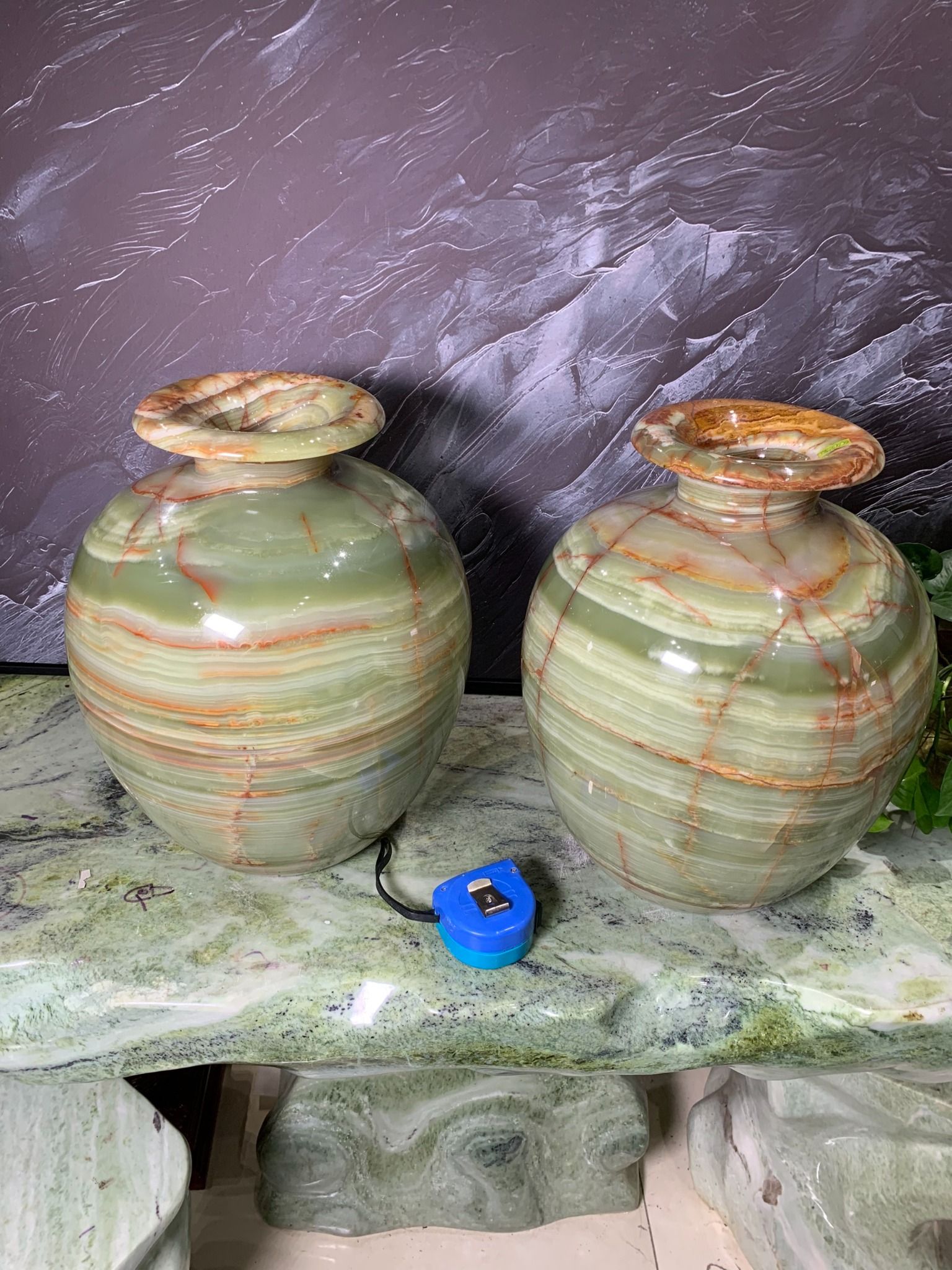 CẶP BÌNH PHÚ QUÝ NGỌC ONYX XANH (CAO36CM)