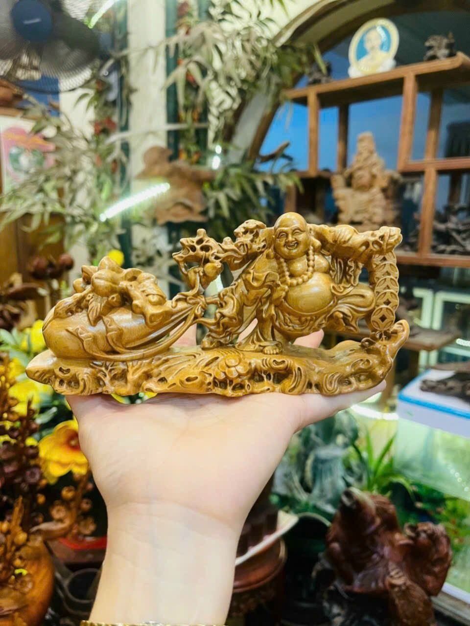 TƯỢNG PHẬT DI LẶC KÉO BAO TIỀN (Kt:6-9-20cm)