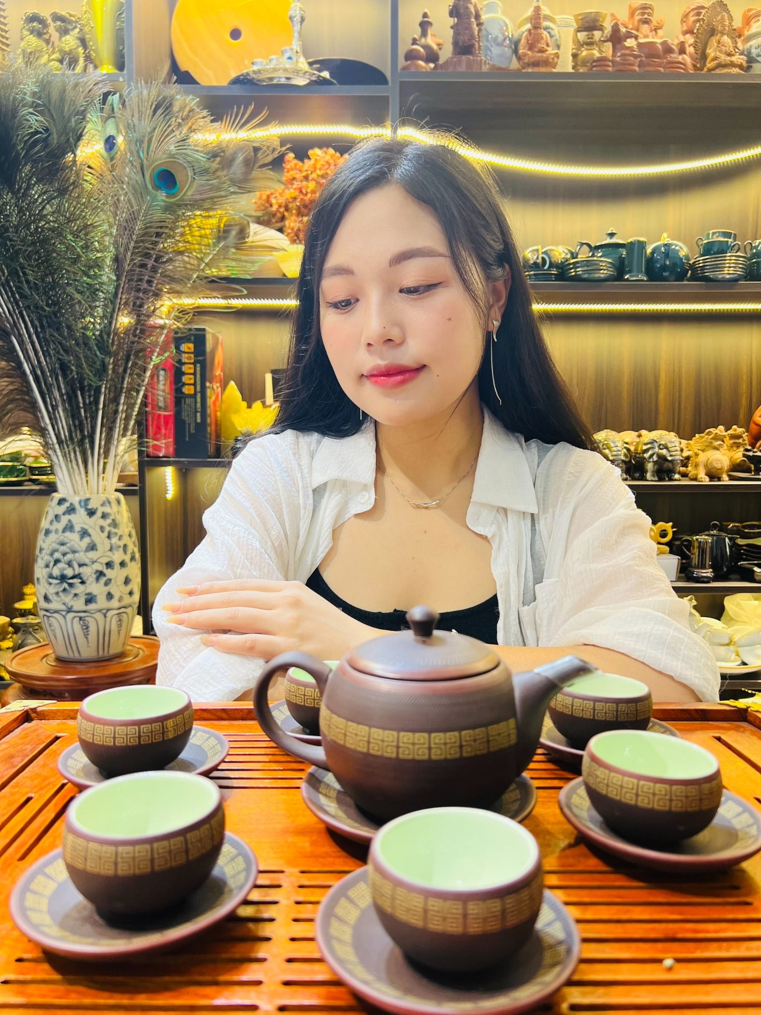 Bộ ấm chén tử sa cao cấp nghệ nhân Bát Tràng 500ml