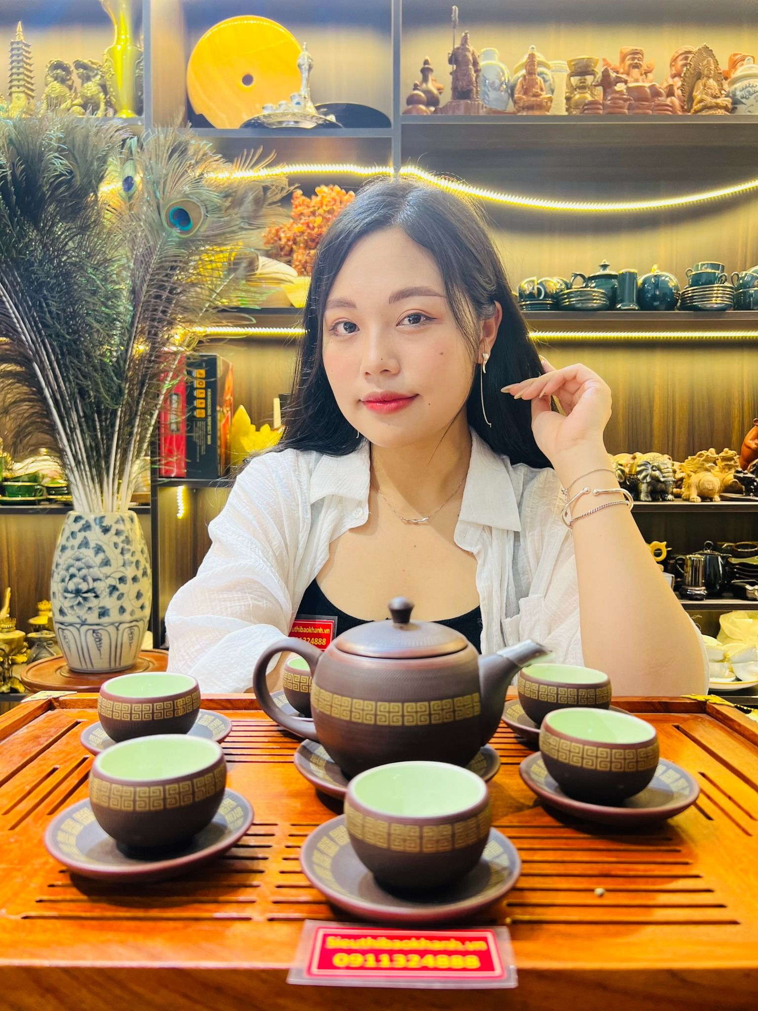 Bộ ấm chén tử sa cao cấp nghệ nhân Bát Tràng 500ml