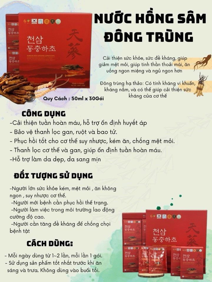 Nước Hồng Sâm Đông Trùng