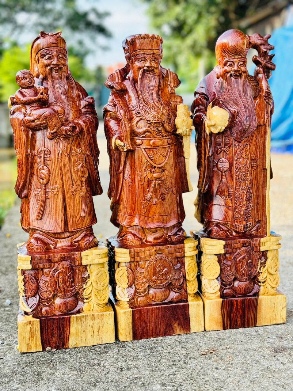 Bộ Tam Đa Gỗ Cẩm Việt Liền Khối
