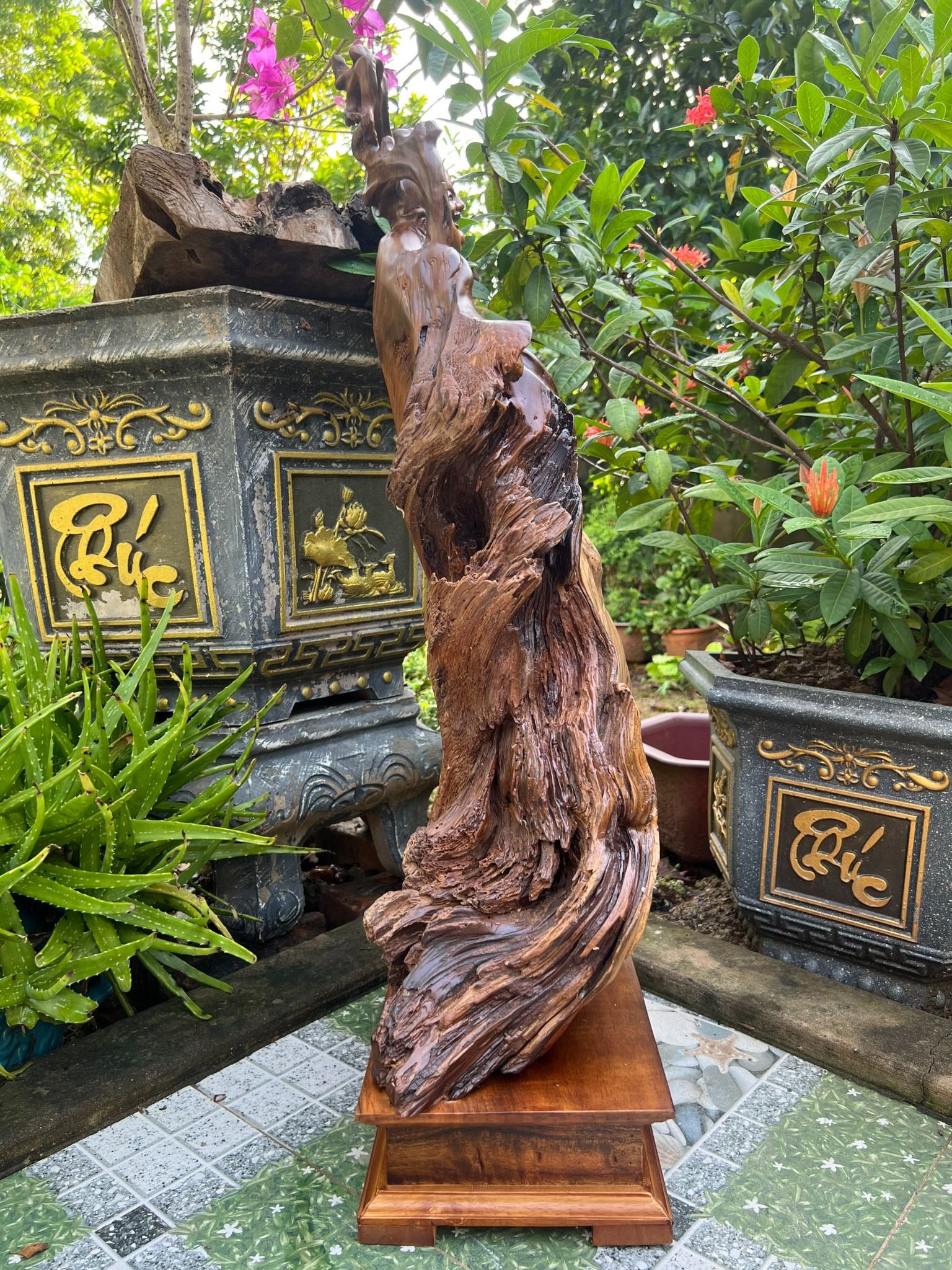 Tượng Cụ Di Lặc Gỗ Bách Xanh
