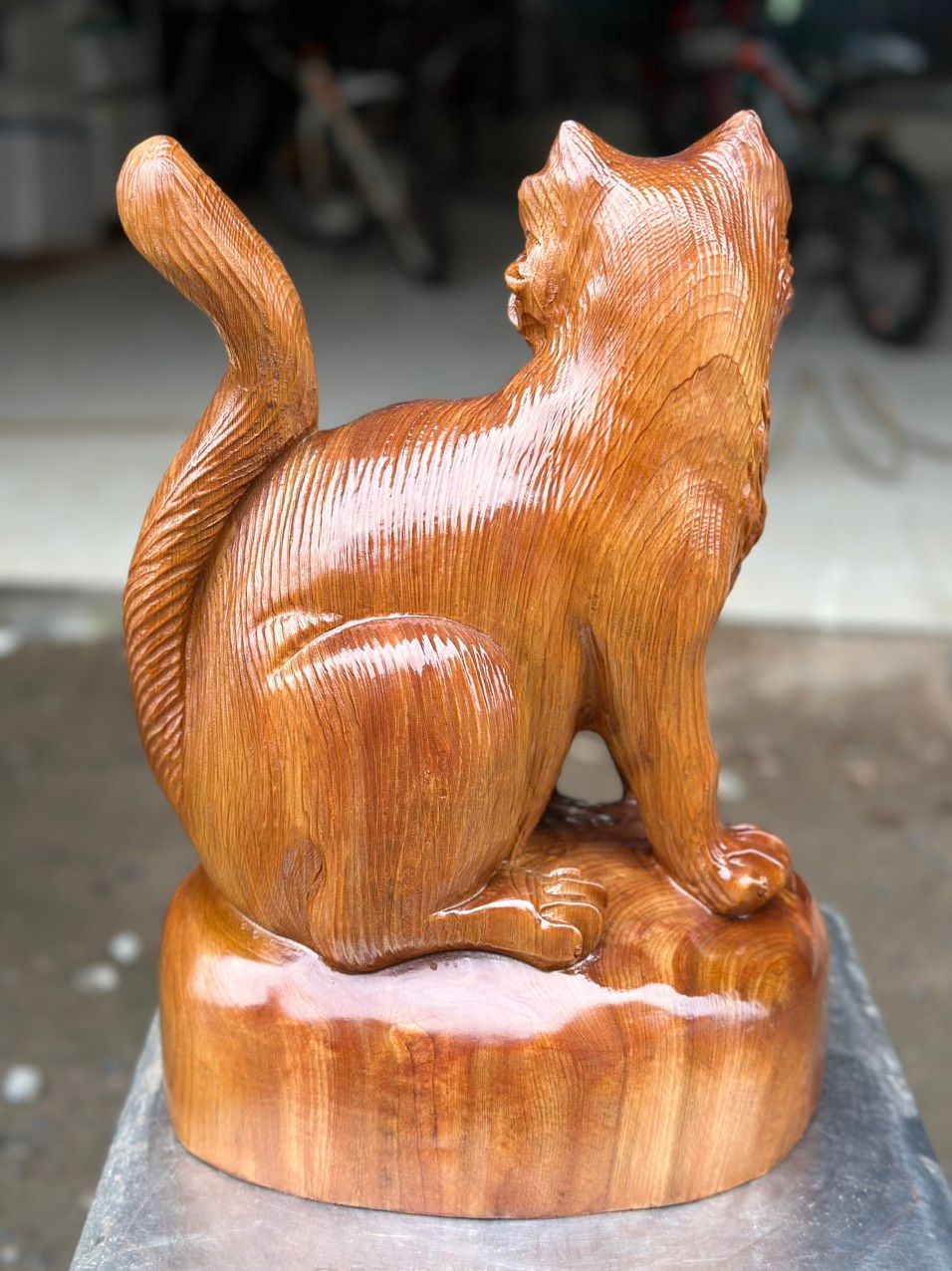 Tượng Mèo Ngồi Bao Tiền - Gỗ Ngọc Am Thơm Ngát