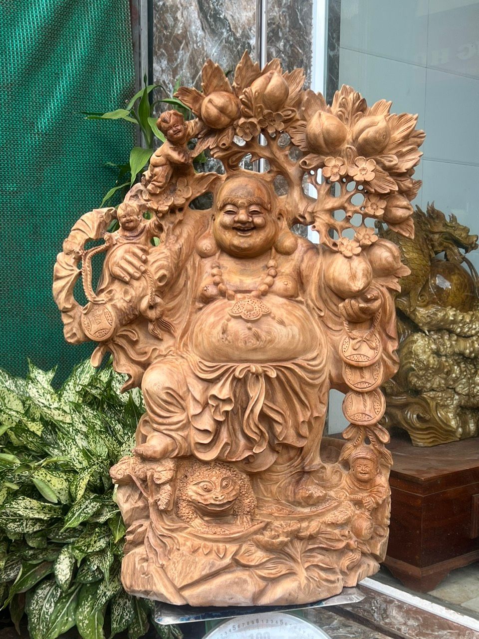 Cụ Di Lạc Gỗ Ngọc Am Thơm Hàng Kỹ Nét Liền Khối