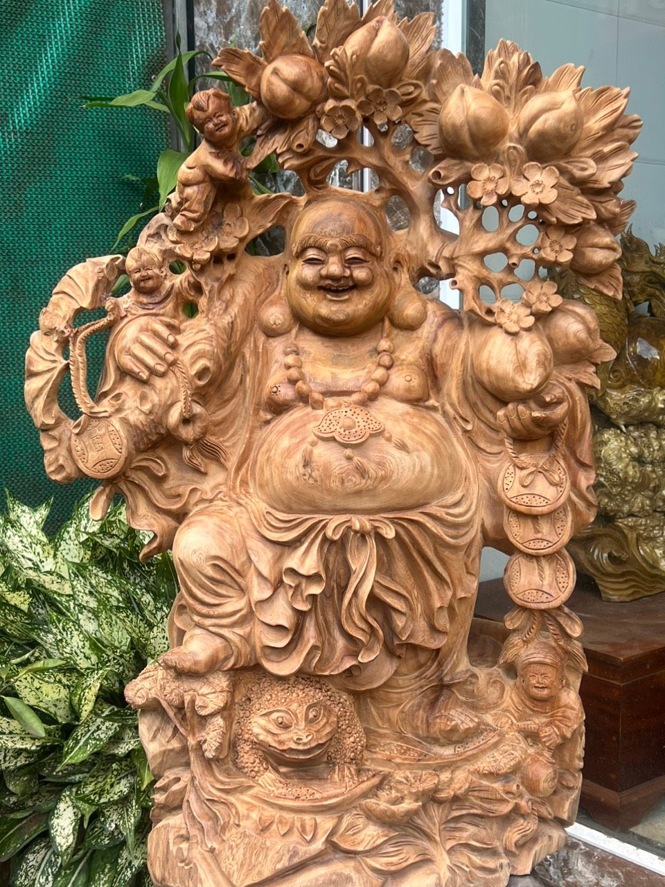 Cụ Di Lạc Gỗ Ngọc Am Thơm Hàng Kỹ Nét Liền Khối