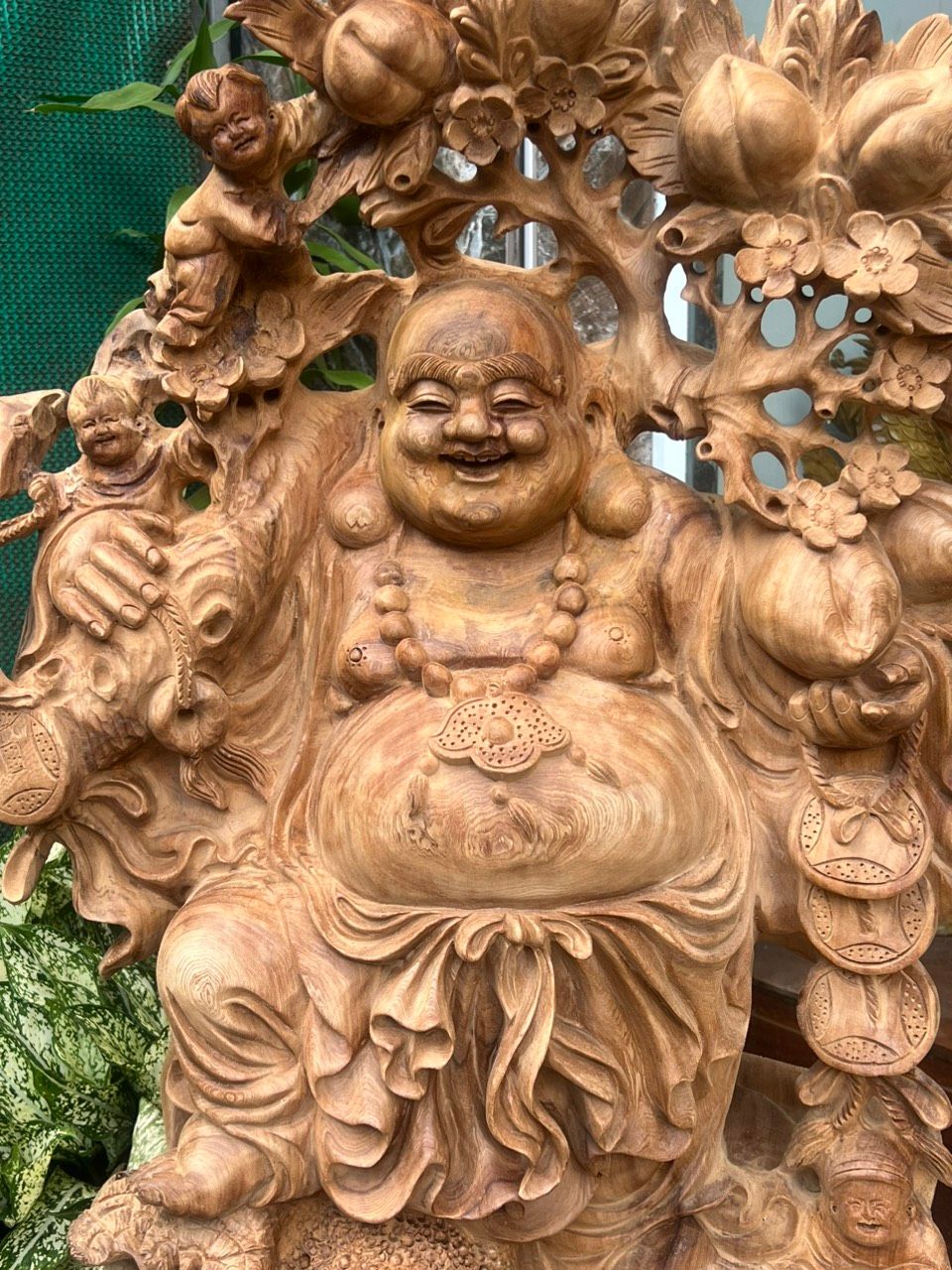 Cụ Di Lạc Gỗ Ngọc Am Thơm Hàng Kỹ Nét Liền Khối