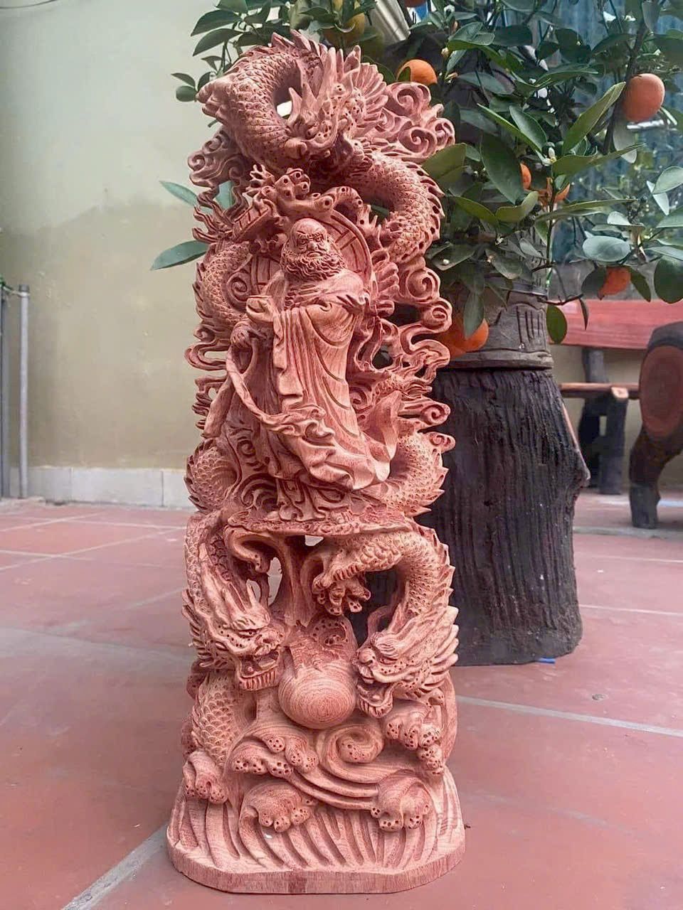 Đạt Ma Tam Long gỗ hương đá