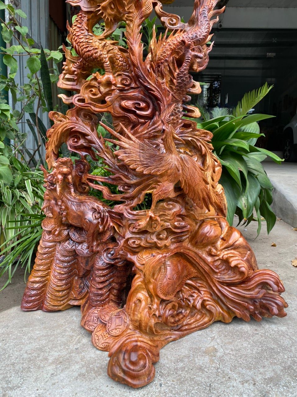 Tứ Linh (Long Lân Quy Phụng) gỗ hương Việt