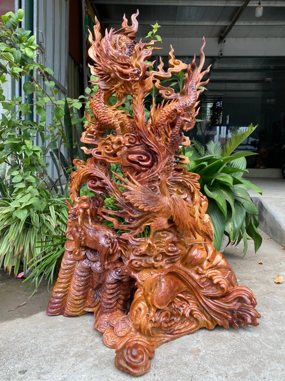 Tứ Linh (Long Lân Quy Phụng) gỗ hương Việt