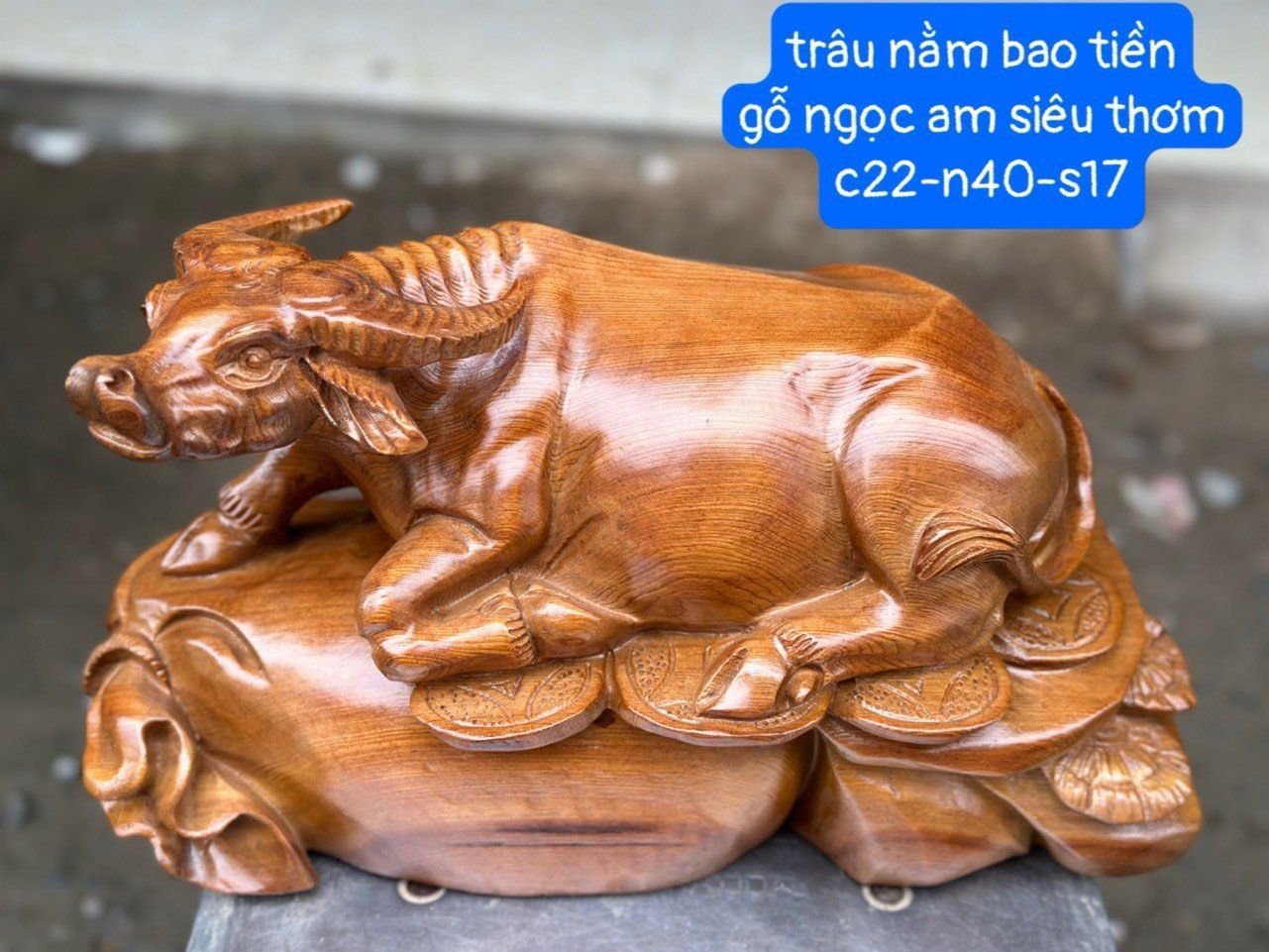 Trâu Nằm Thong Thả An Nhàn gỗ ngọc am