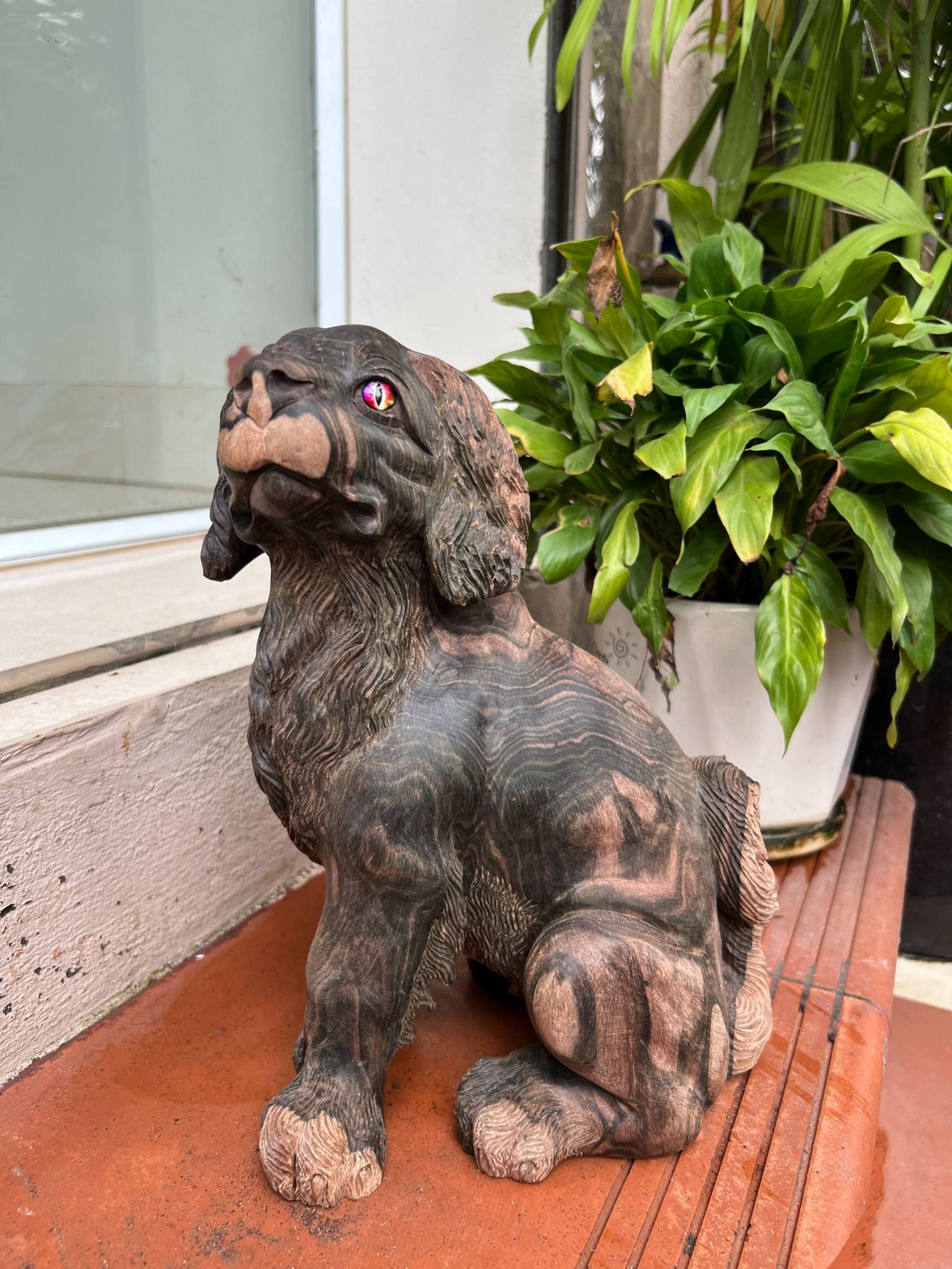 Cún gỗ mun hoa liền khối