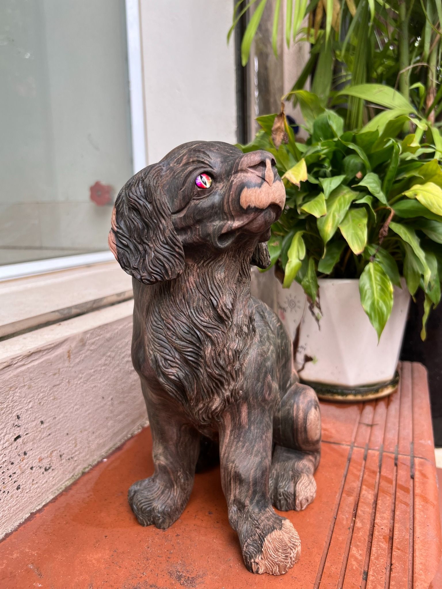 Cún gỗ mun hoa liền khối