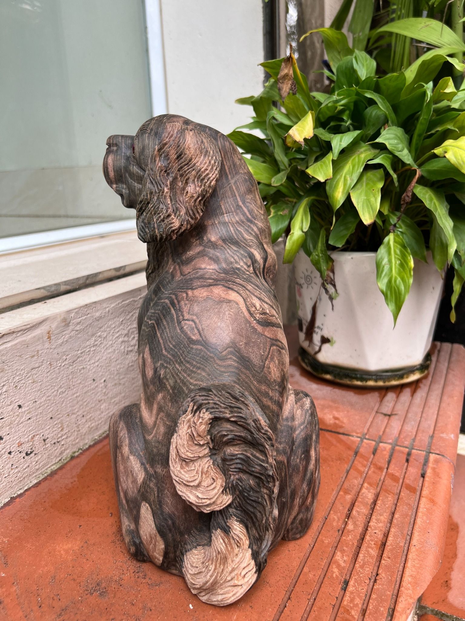 Cún gỗ mun hoa liền khối