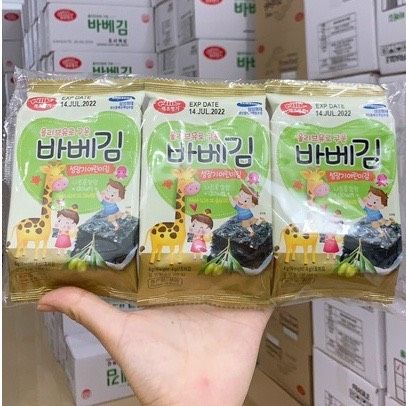 Rong Biển Miếng Ăn Liền Cuộn Cơm Cho Bé Baby Kim Bịch 3 Gói (BarbeKim) - Chính Hãng Hàn Quốc