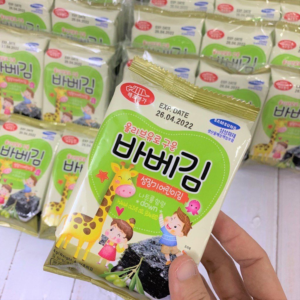 Rong Biển Miếng Ăn Liền Cuộn Cơm Cho Bé Baby Kim Bịch 3 Gói (BarbeKim) - Chính Hãng Hàn Quốc