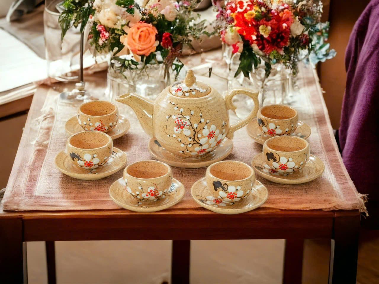 Bộ Ấm Chén Hoa Thanh Lịch