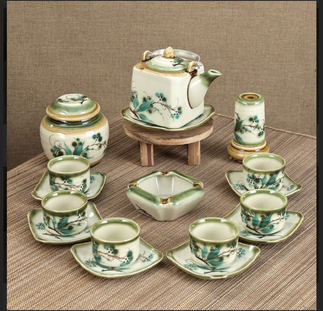 Bộ Ấm Chén Hoa Xanh Thanh Nhã