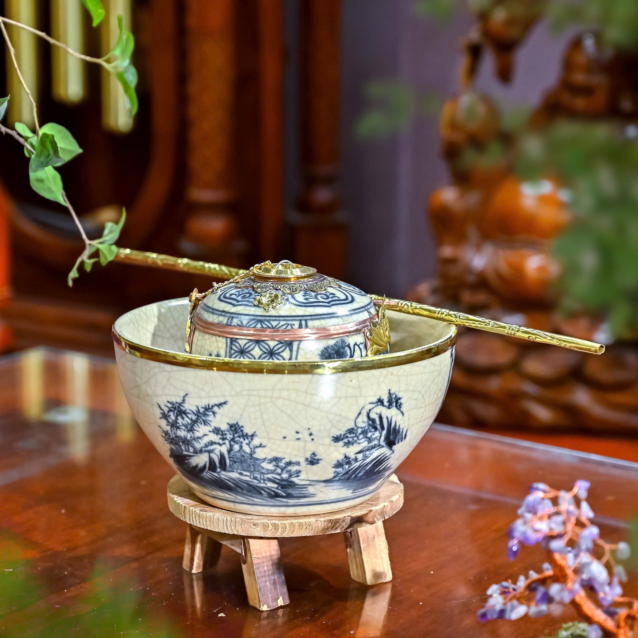 Bộ điếu bát men rạn cổ Bát Tràng BKCE-001500VN-0411