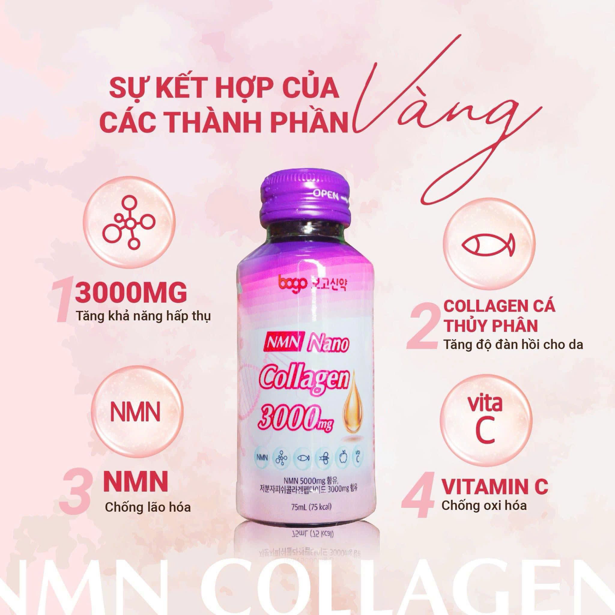 Nước Uống NMN Nano Collagen 3000 MG – Làn Da Căng Mịn, Níu Giữ Tuổi Thanh Xuân