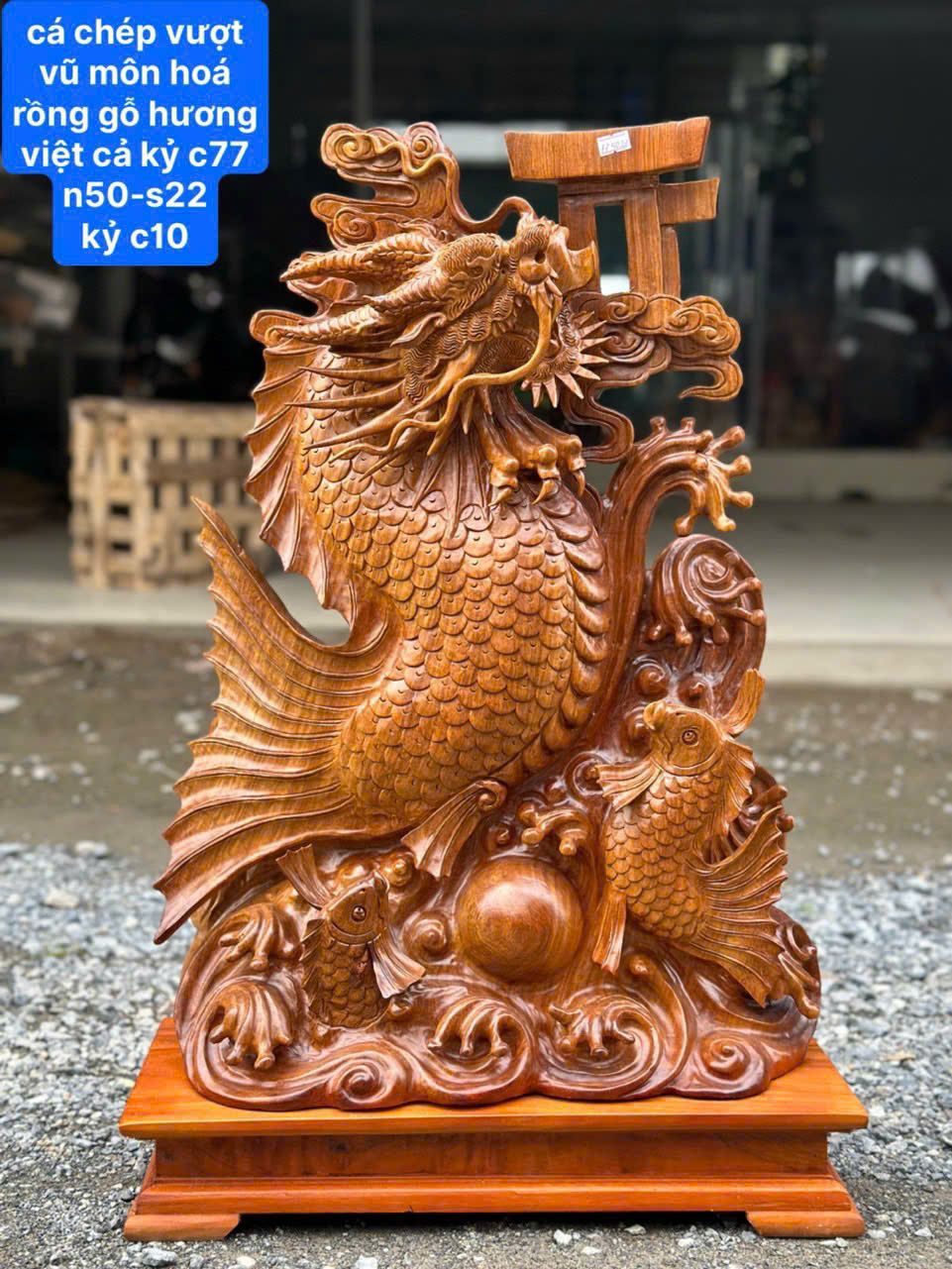 Cá Chép Vượt Vũ Môn Hóa Rồng Gỗ Hương Việt