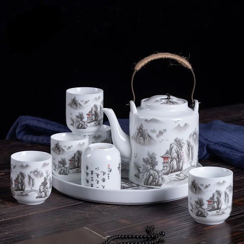 Bộ ấm trà phong cảnh núi non