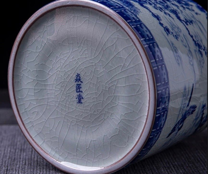 Bộ ấm trà sứ trắng xanh