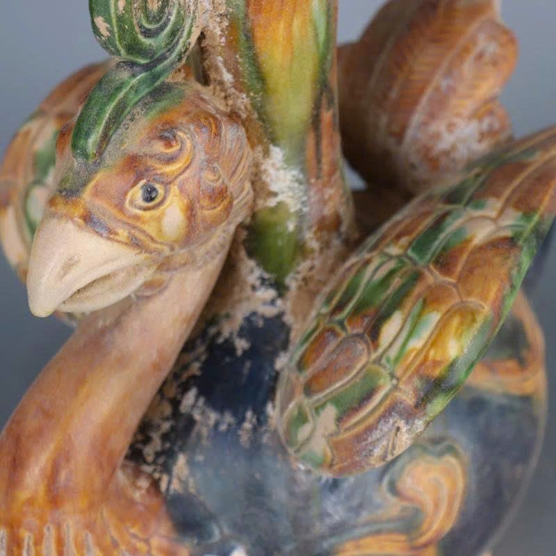 Bình cổ ba màu phù điêu Phượng Hoàng