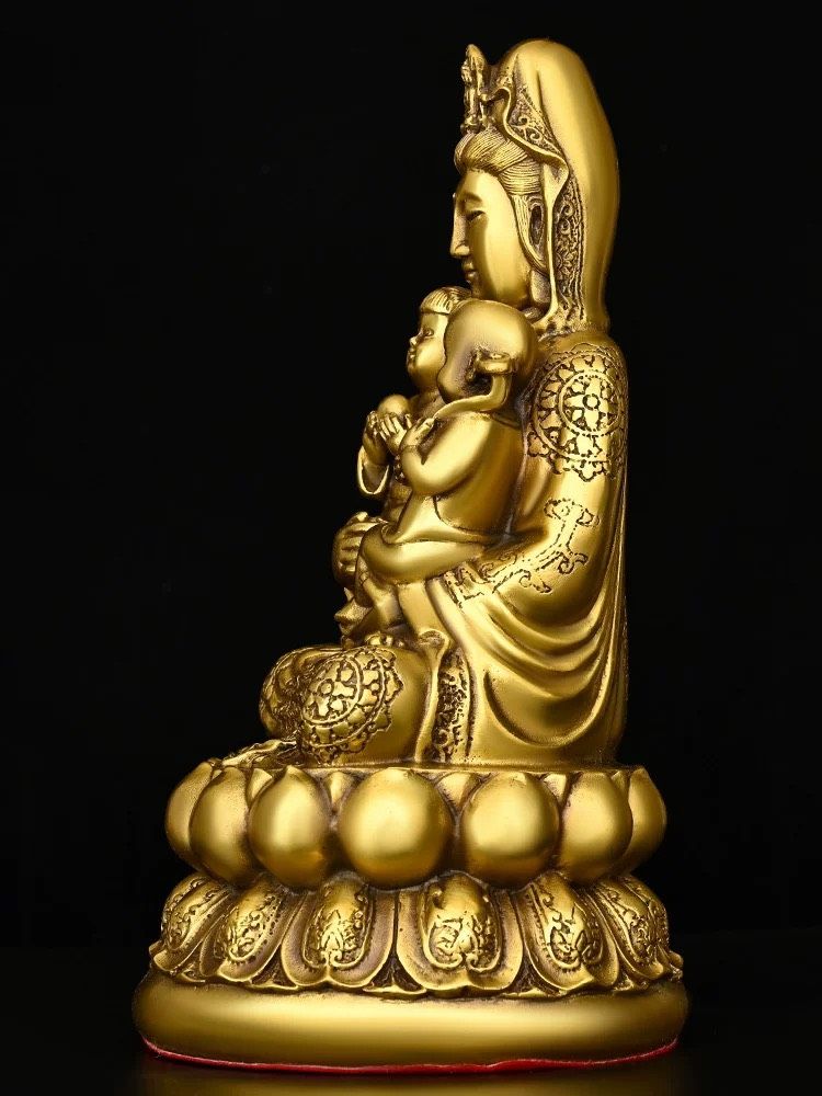 Tượng Quan Âm và 2 đứa trẻ bằng đồng