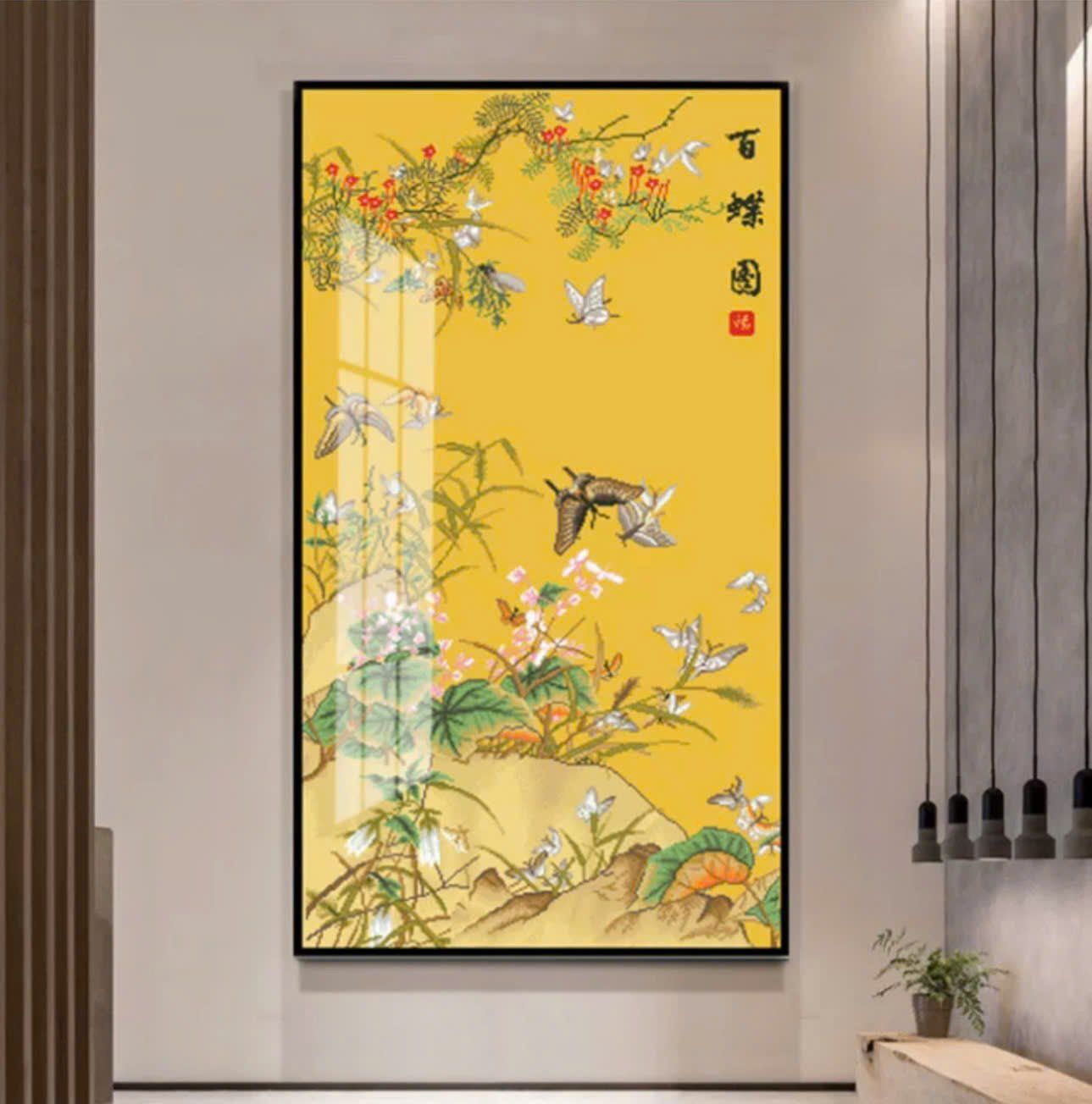 Tranh thêu chữ thập trăm con bướm
