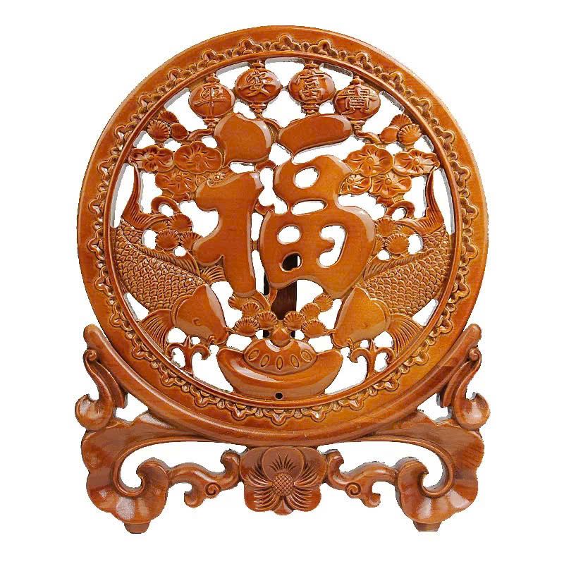Gỗ đào phước lành chạm song ngư may mắn