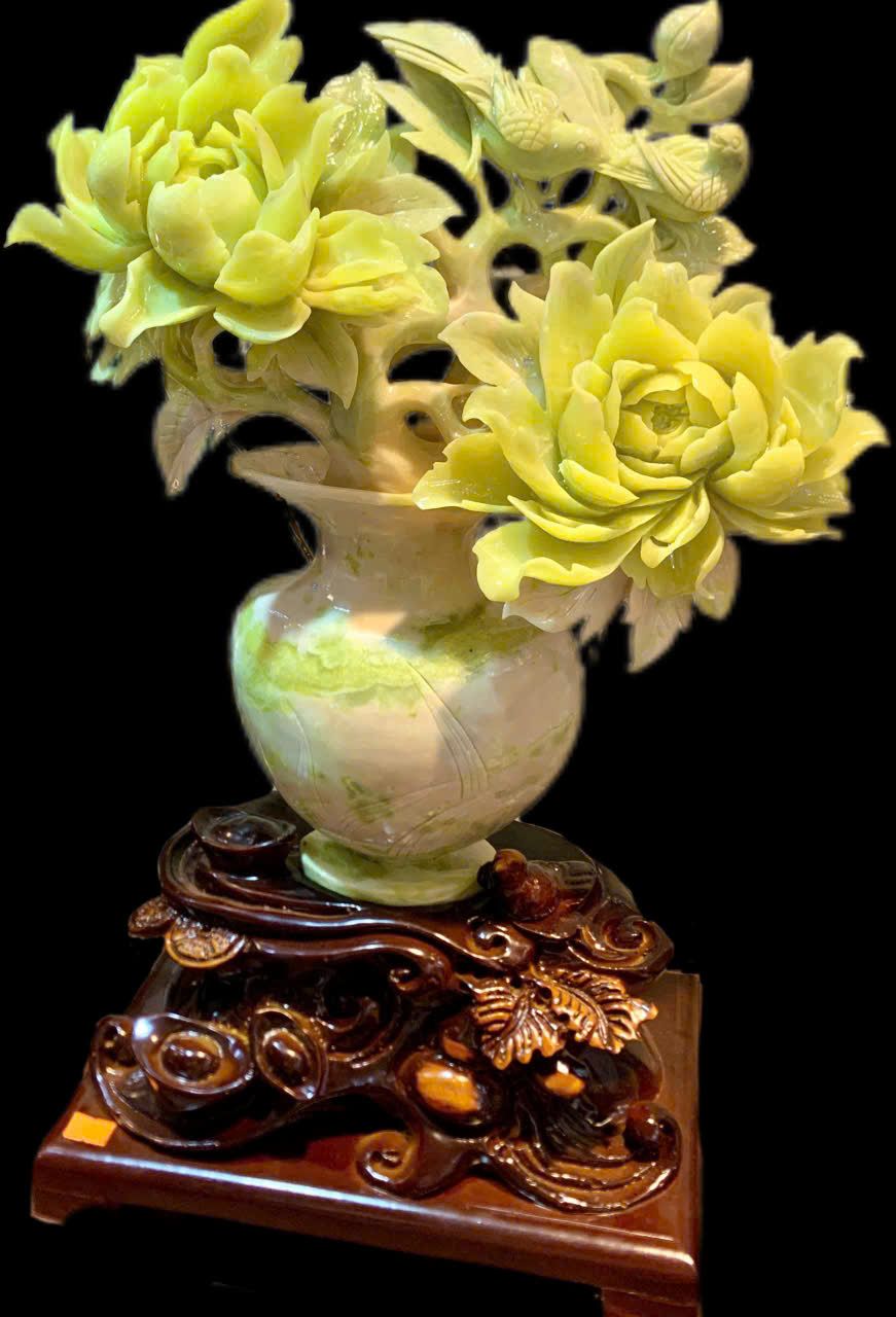 Bình Hoa Mẫu Đơn Ngọc Serpentine