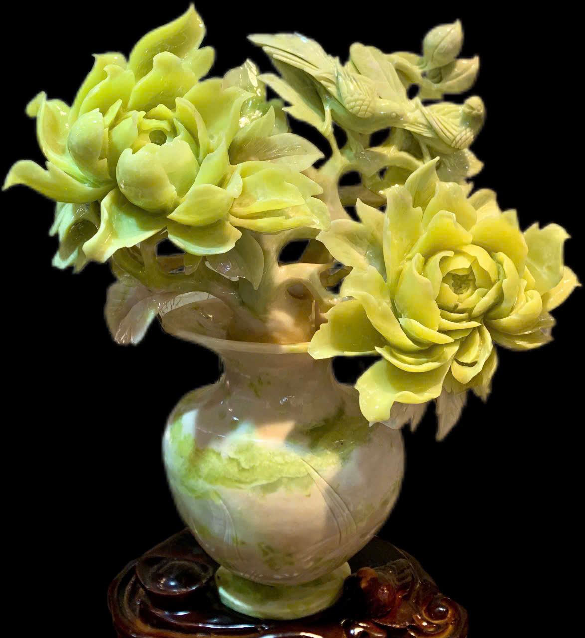 Bình Hoa Mẫu Đơn Ngọc Serpentine