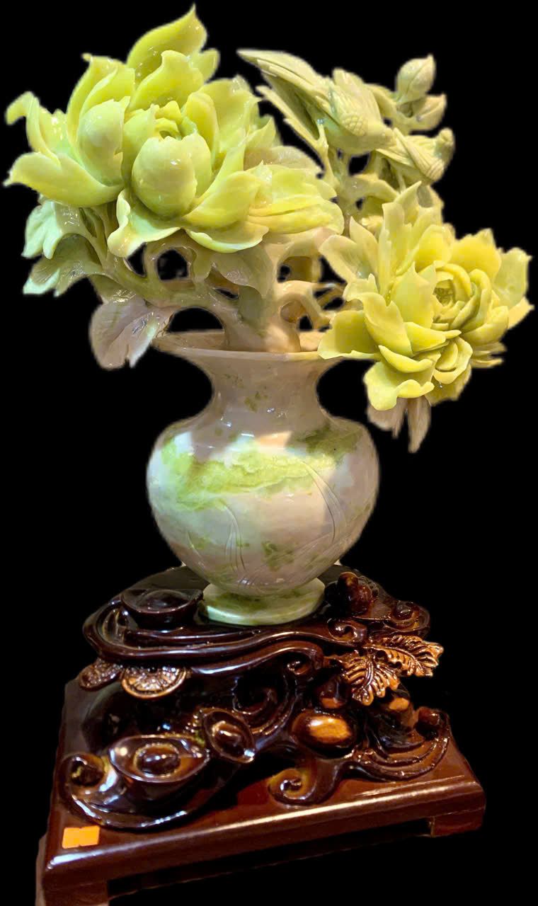 Bình Hoa Mẫu Đơn Ngọc Serpentine