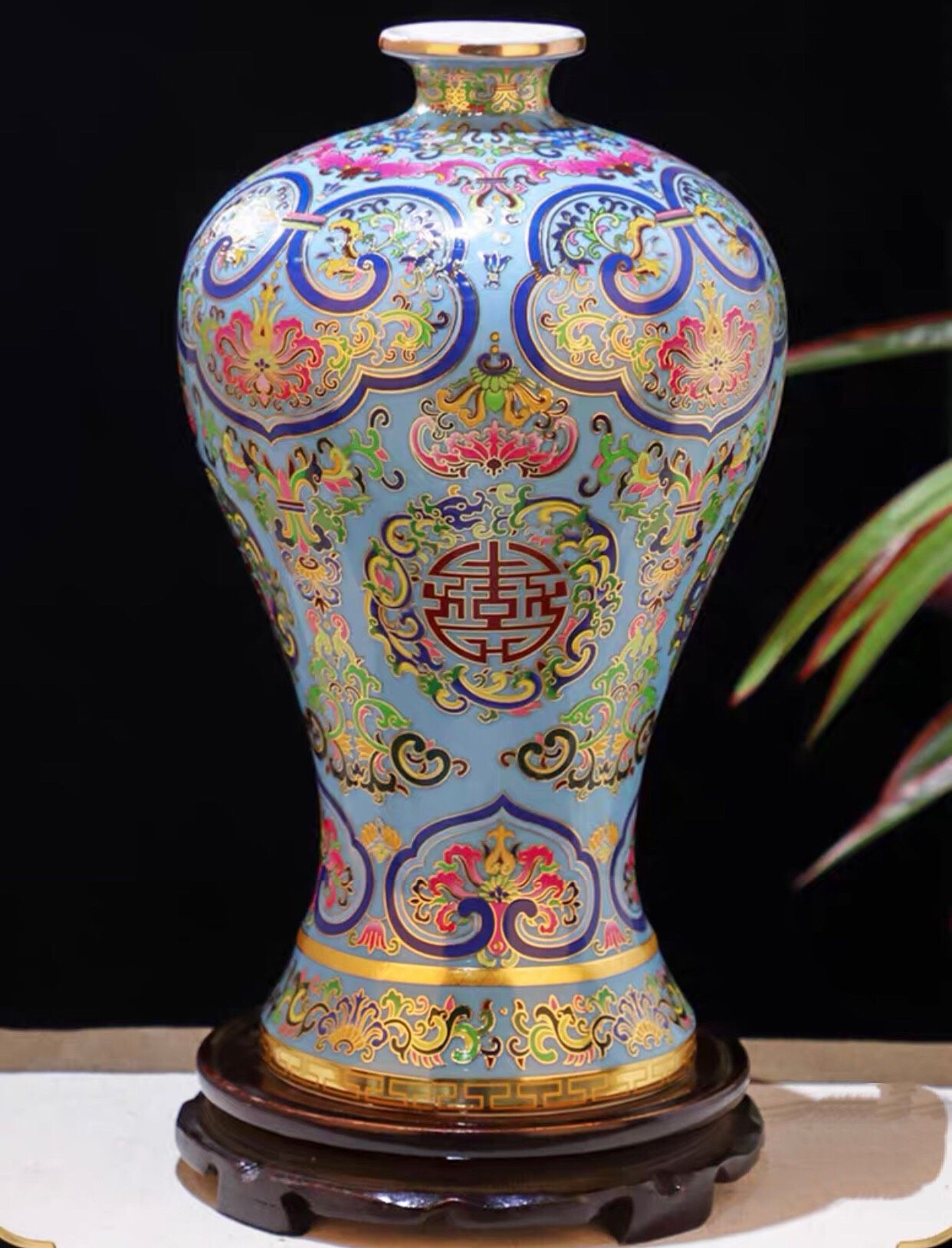 Bình Hoa Mận Tráng Men Cloisonné