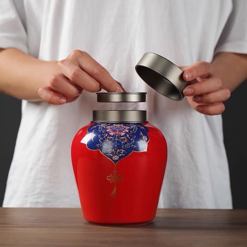Lon gốm đựng trà cao cấp