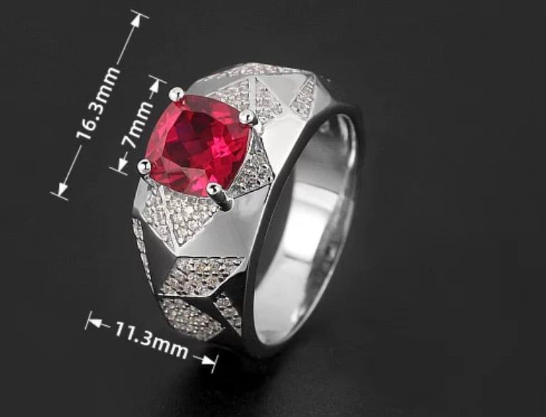 Nhẫn đính đá sang trọng Chất liệu đá ruby + bạc 925