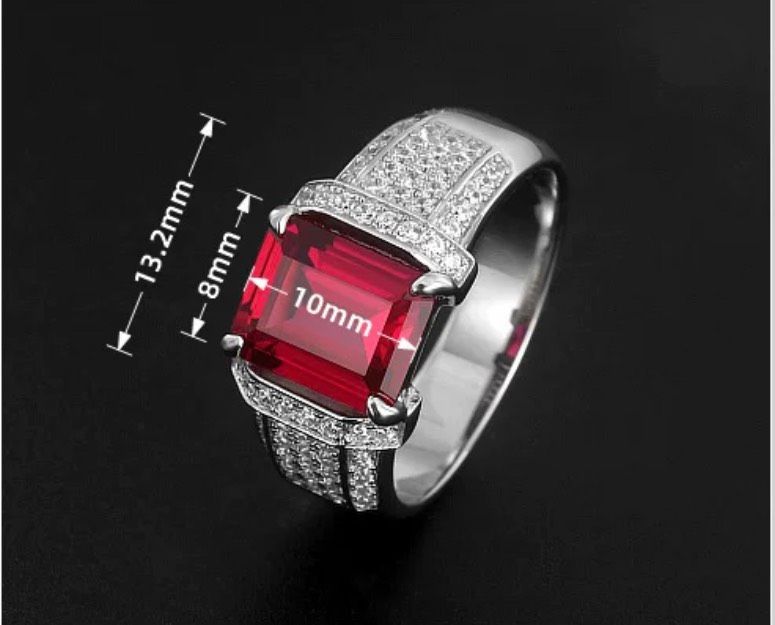Nhẫn đính đá sang trọng Chất liệu đá ruby + bạc 925