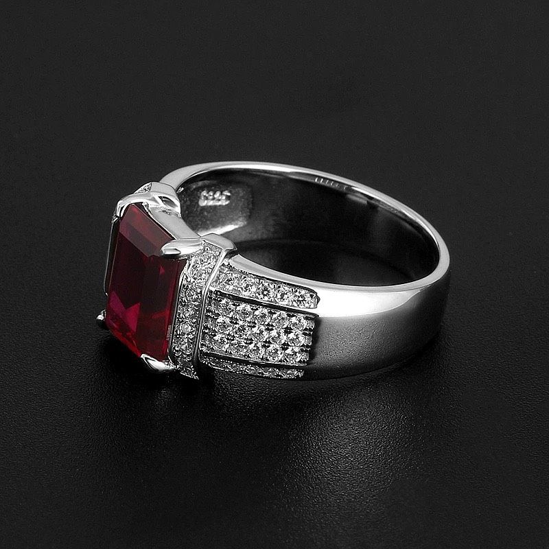 Nhẫn đính đá sang trọng Chất liệu đá ruby + bạc 925