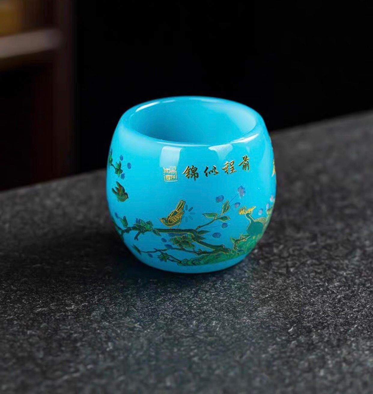 Chén trà dạ quang tráng men