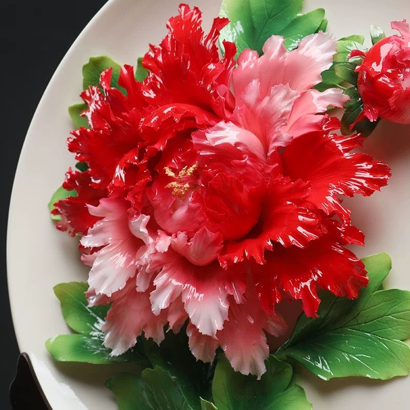 Đĩa Hoa mẫu đơn nở rộ