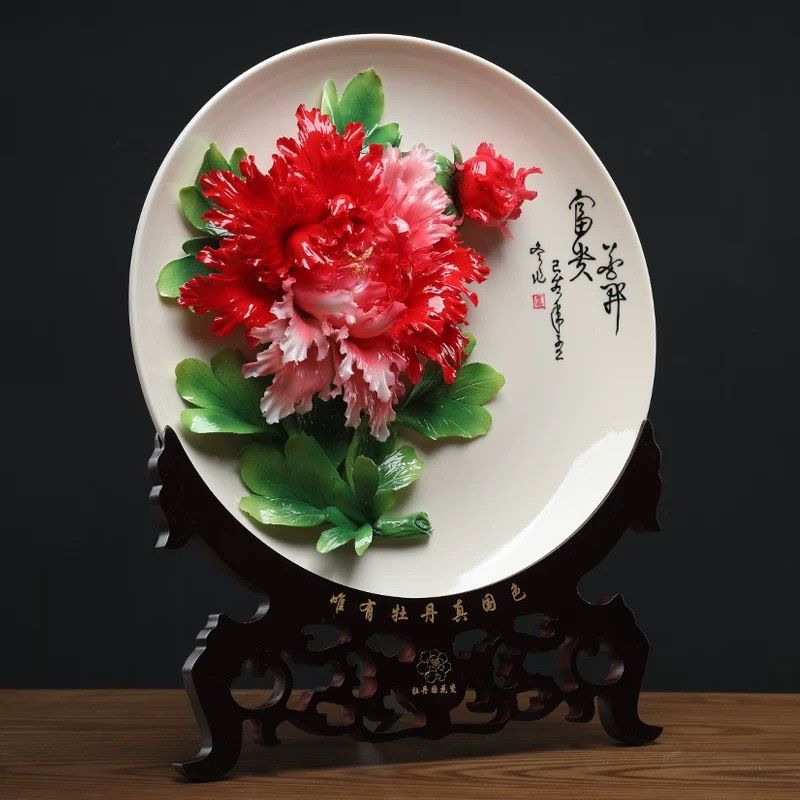Đĩa Hoa mẫu đơn nở rộ