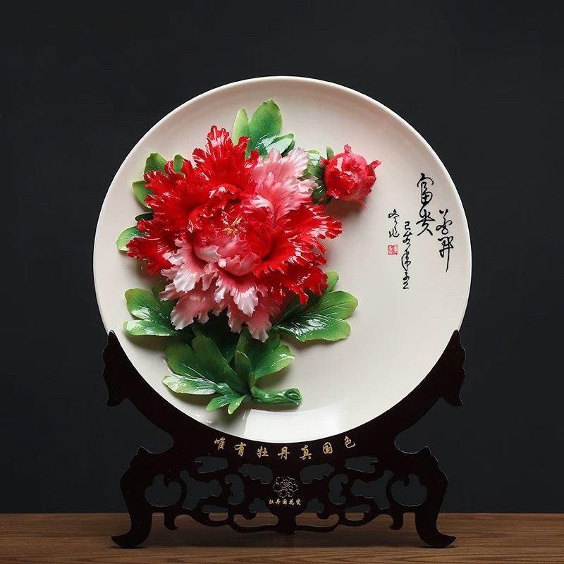 Đĩa Hoa mẫu đơn nở rộ