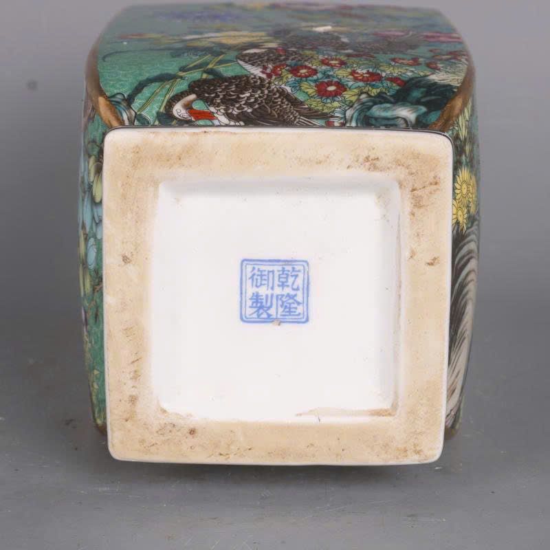 Bình Vuông Cổ Hoa và Chim