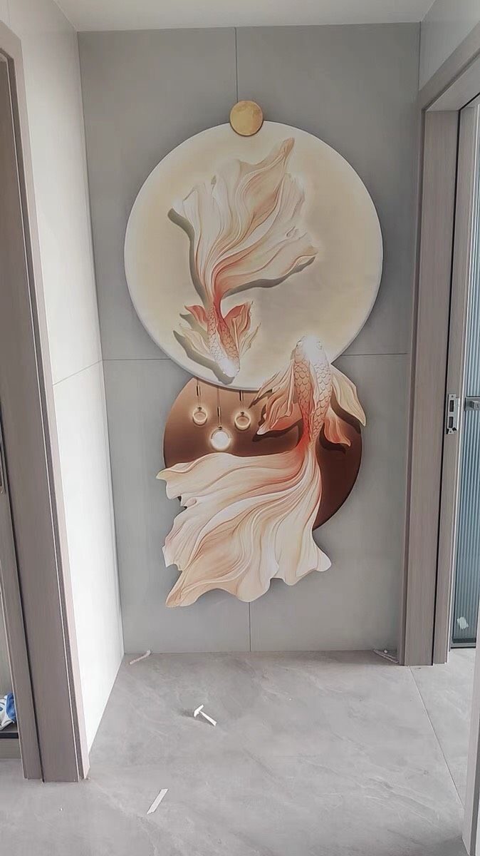 Tranh Trang Trí Phát Sáng Cá Koi Cao Cấp