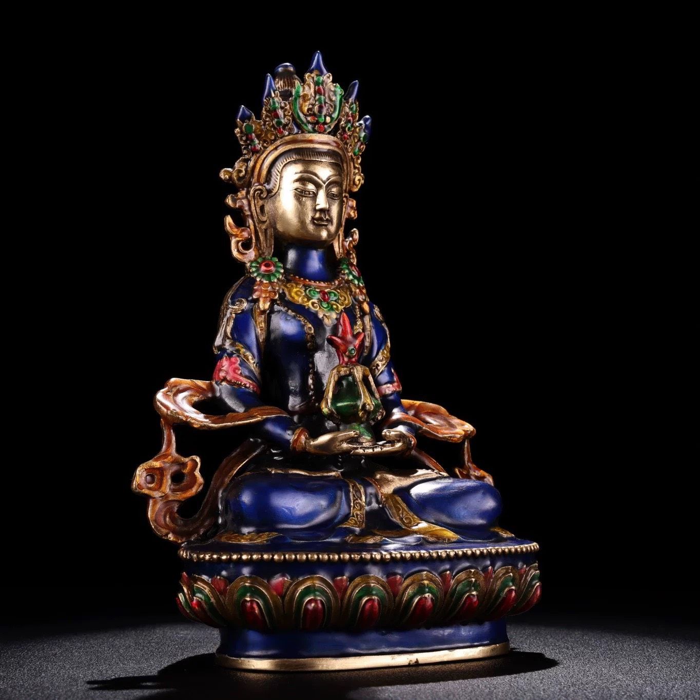 Tượng Phật trường thọ Chất liệu đồng + cloisonne