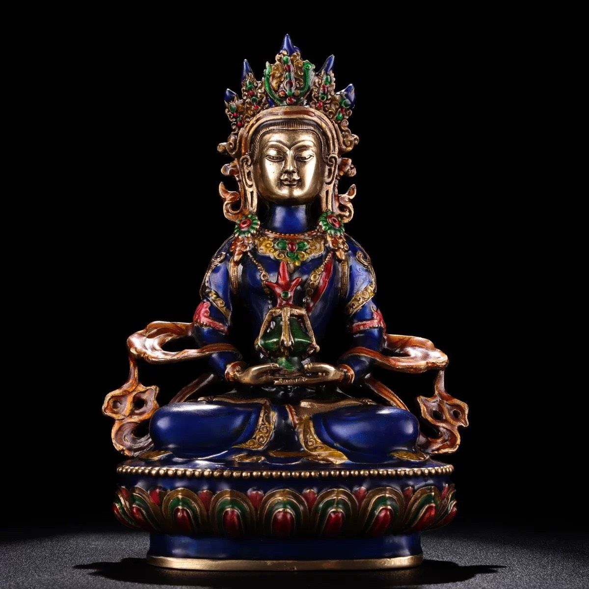 Tượng Phật trường thọ Chất liệu đồng + cloisonne