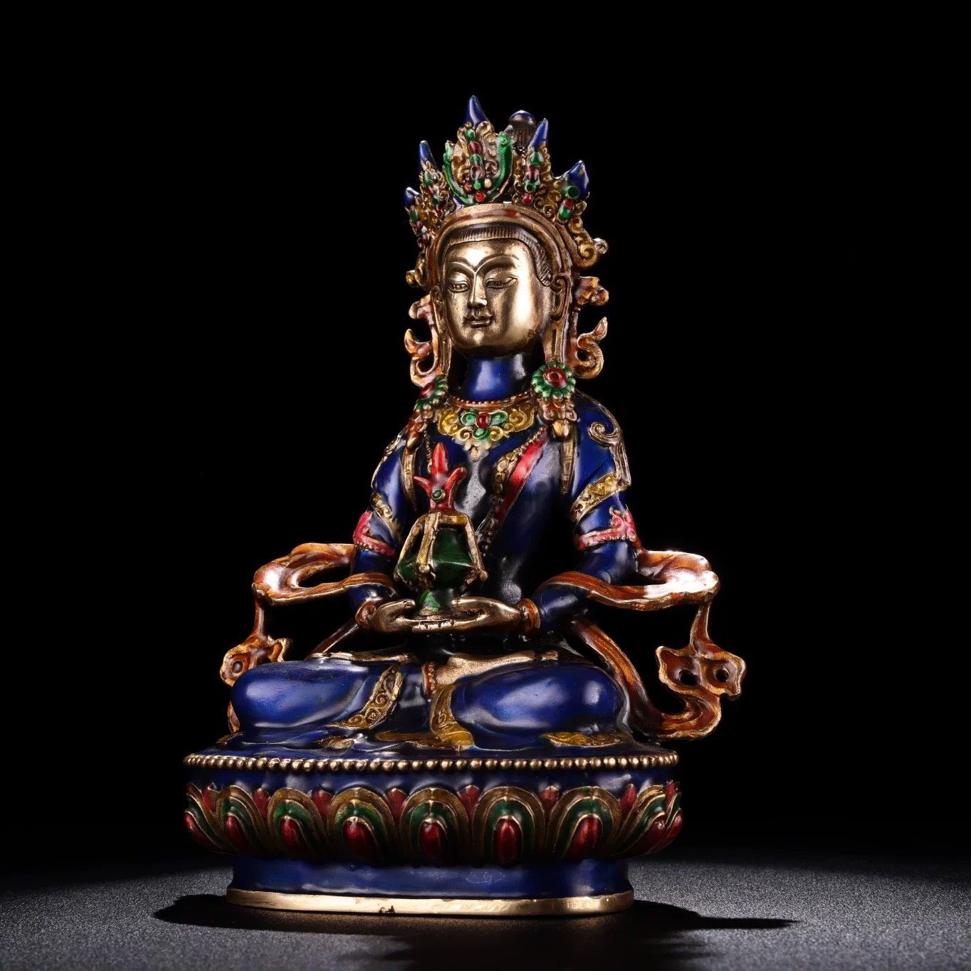 Tượng Phật trường thọ Chất liệu đồng + cloisonne