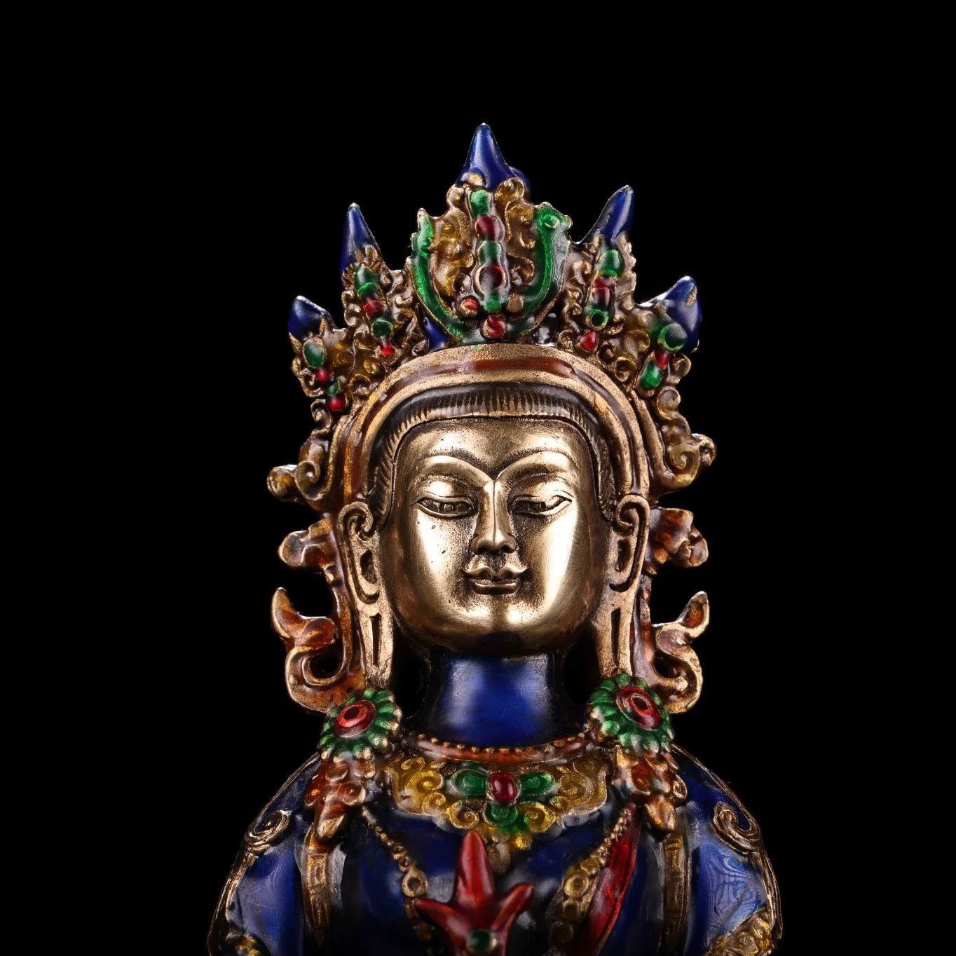 Tượng Phật trường thọ Chất liệu đồng + cloisonne