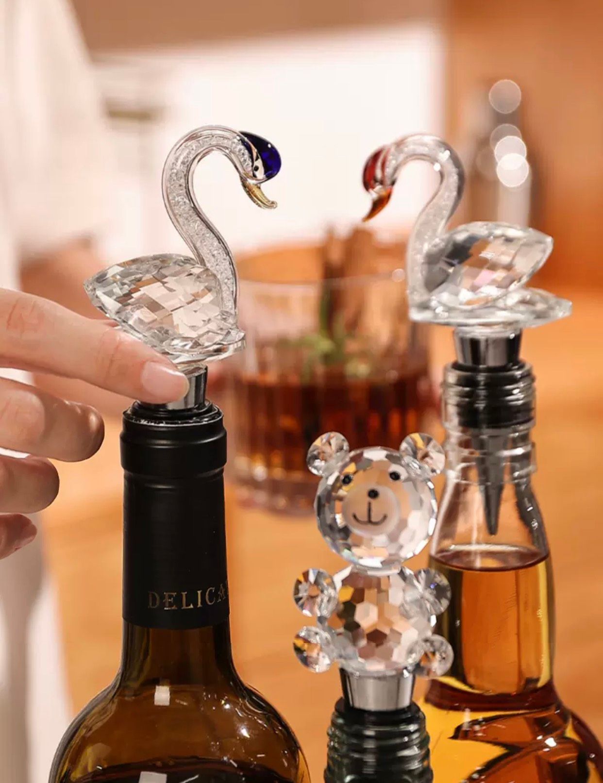 Nút chai rượu thiên nga pha lê cao cấp